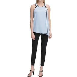 Calvin Klein Size Medium Piped-Trim Halter Top